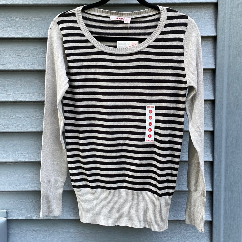 Lightweight Gray and Black Stripe Sweater